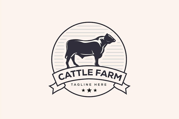 Plantilla de diseño de logotipo de granja de ganado vector completo