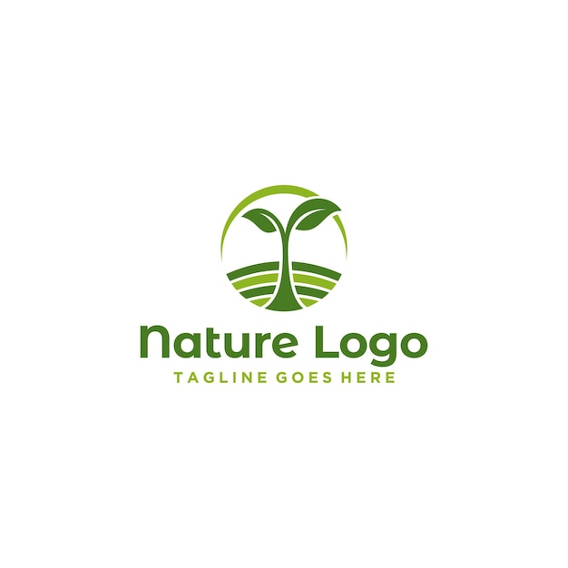 Plantilla de diseño de logotipo de granja de naturaleza verde