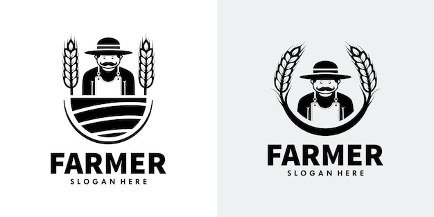 Plantilla de diseño de logotipo de granjero Vector Premium