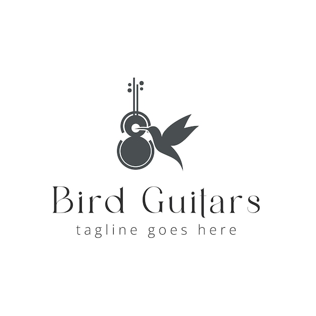 Plantilla de diseño de logotipo de guitarras de aves