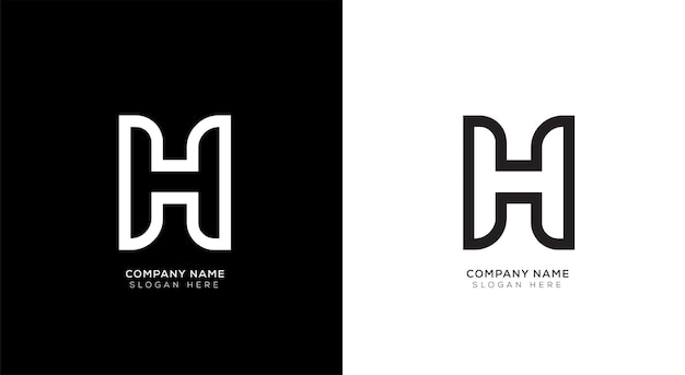 Plantilla de diseño de logotipo H de vector corporativo de identidad de marca en blanco y negro
