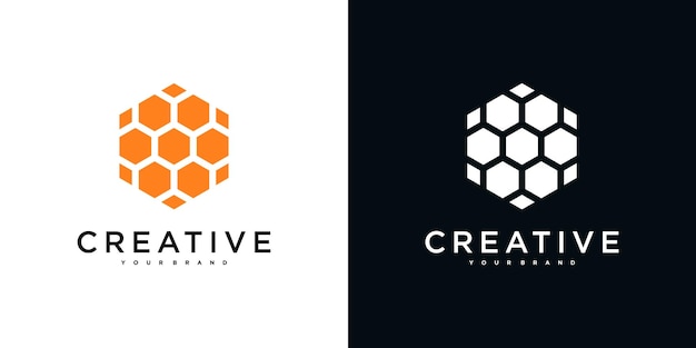 Plantilla de diseño de logotipo de hexágono abstracto creativo Vector Premium