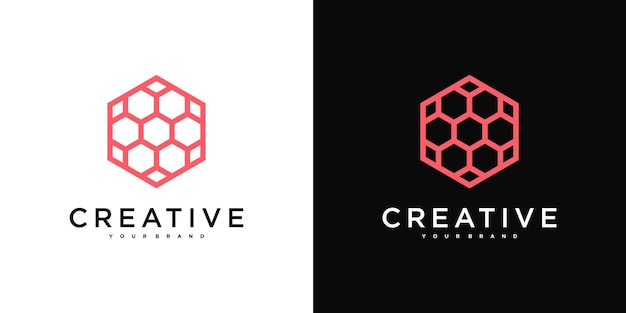 Plantilla de diseño de logotipo de hexágono abstracto creativo Vector Premium