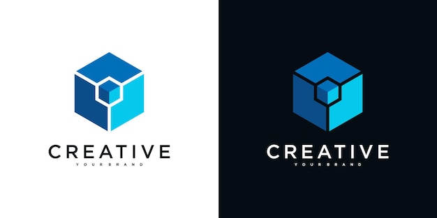 Plantilla de diseño de logotipo de hexágono abstracto creativo Vector Premium