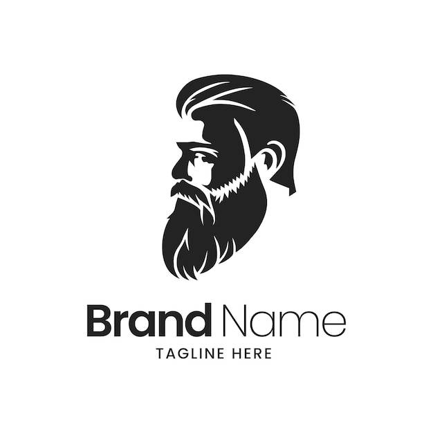 Plantilla de diseño de logotipo Hipster Barba y bigotes ilustración vectorial diseño de logotipo logotipo negro mínimo