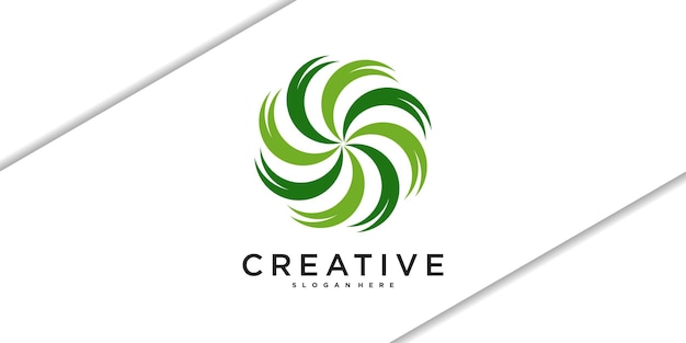 plantilla de diseño de logotipo de hoja circular Premium Vector