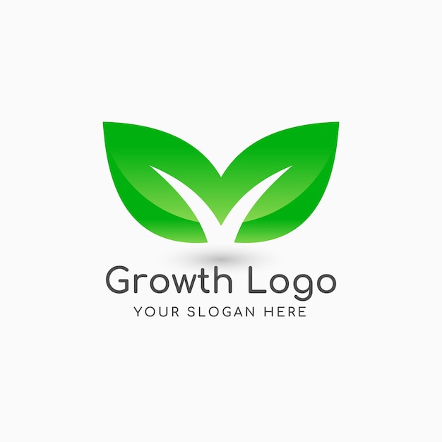 plantilla de diseño del logotipo de la hoja de crecimiento