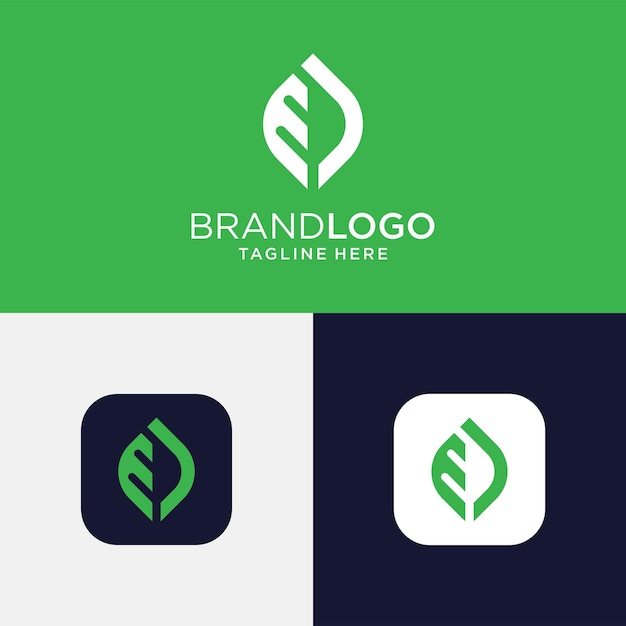 Plantilla de diseño de logotipo de hoja inicial de letra E