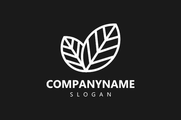 Vector plantilla de diseño de logotipo de hoja minimalista