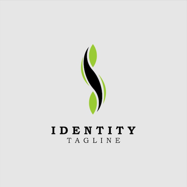 Plantilla de diseño de logotipo de hoja S inicial Color verde y negro