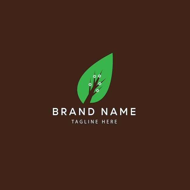 Plantilla de diseño de logotipo de hoja de tecnología orgánica vectorial moderna