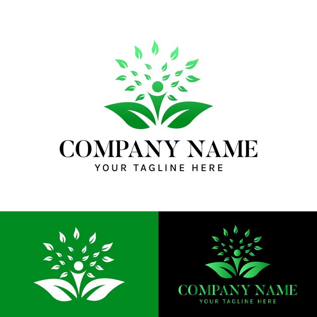 Plantilla de diseño de logotipo de hombre y hojas de vector abstracto libre