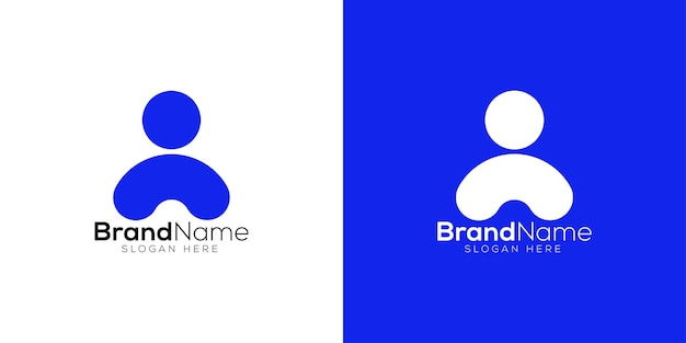Plantilla de diseño de logotipo de hombre de letra A profesional sobre fondo blanco y azul