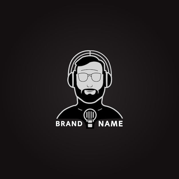 Plantilla de diseño de logotipo de hombre de podcast