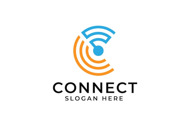 Plantilla de diseño de logotipo de icono de conexión de letra C