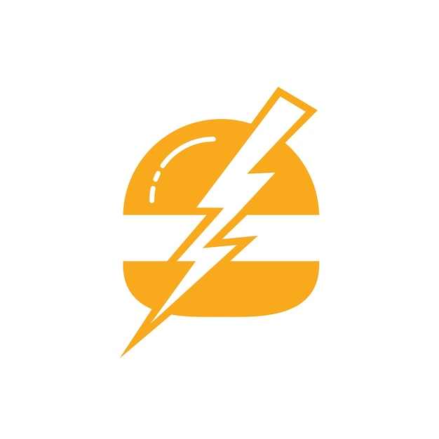 plantilla de diseño de logotipo de icono de hamburguesa y tormenta eléctrica