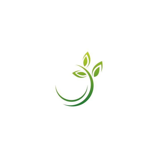 Plantilla de diseño de logotipo de icono de hoja natural de hoja verde