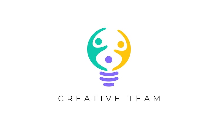Plantilla de diseño de logotipo de idea creativa de trabajo en equipo