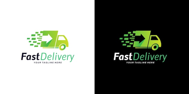 Plantilla de diseño de logotipo de ilustración de contenedor de símbolo de flecha de servicio expreso de entrega rápida vectorial