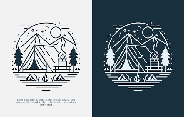 plantilla de diseño de logotipo de ilustración minimalista al aire libre