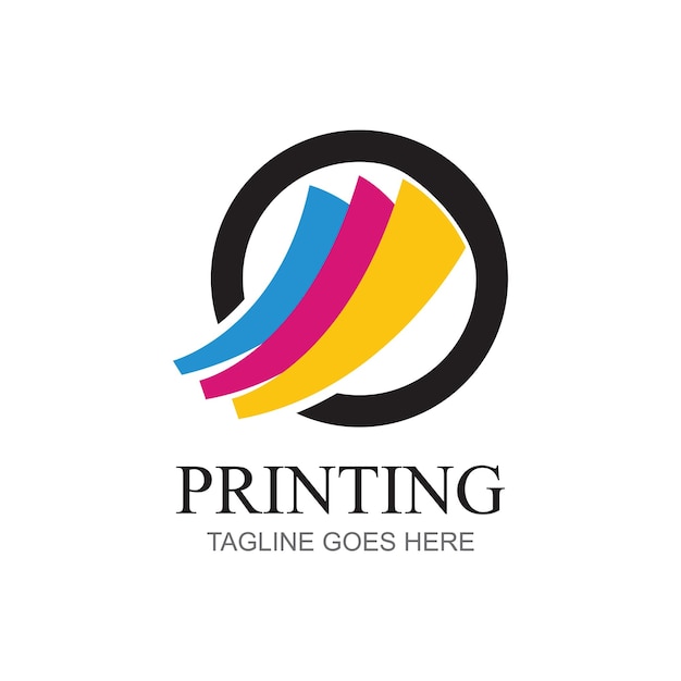 Plantilla de diseño de logotipo de impresión digital Logotipo para polígrafo de imprenta y fábrica de impresión Ilustración vectorial