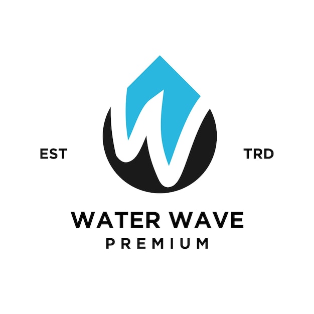 Plantilla de diseño de logotipo inicial de agua con letra w