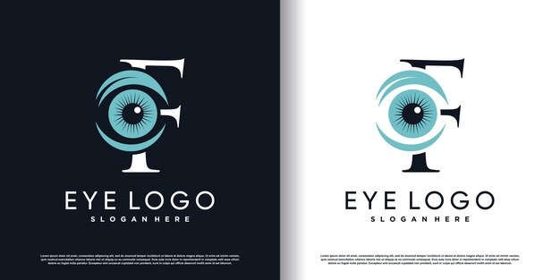 plantilla de diseño de logotipo inicial de la letra f con vector premium de concepto de ojo