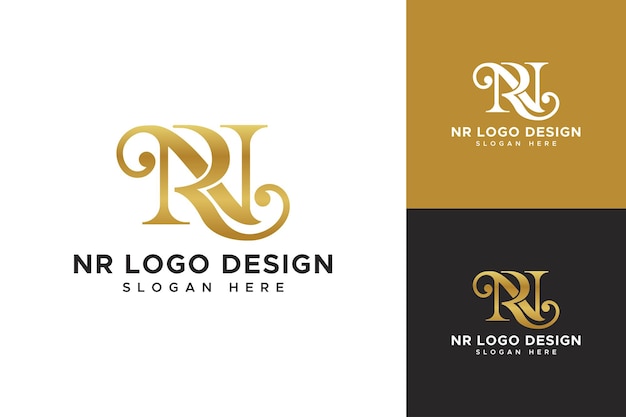 plantilla de diseño del logotipo inicial de monograma de oro NR