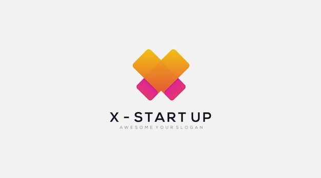 Plantilla de diseño de logotipo de inicio de letra X abstracta
