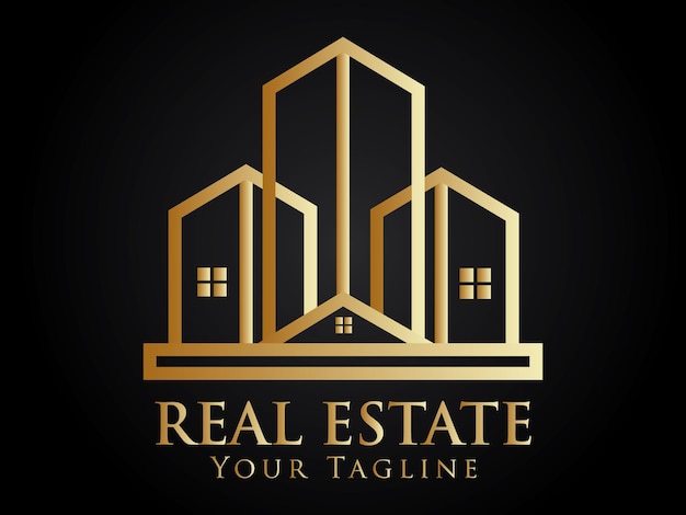 Plantilla de diseño de logotipo inmobiliario de lujo