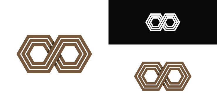 Vector plantilla de diseño del logotipo de invinity hexagonal premium vector