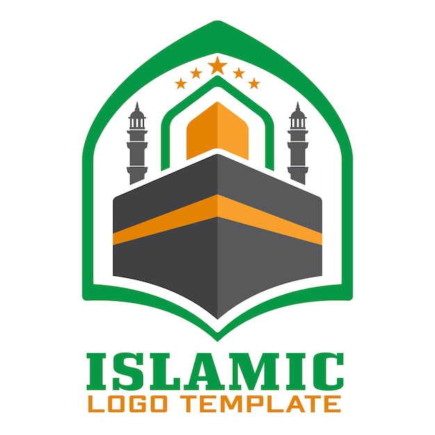 plantilla de diseño de logotipo islámico con Kaaba