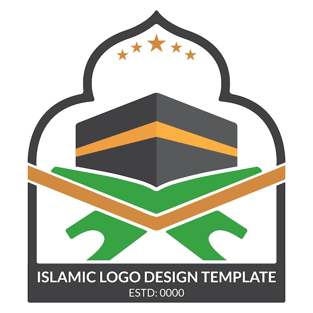 plantilla de diseño de logotipo islámico con Kaaba