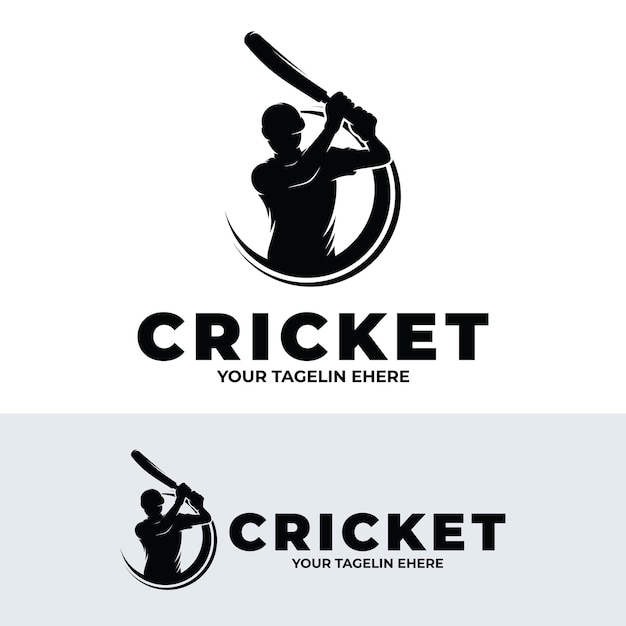Plantilla de diseño de logotipo de jugador de críquet