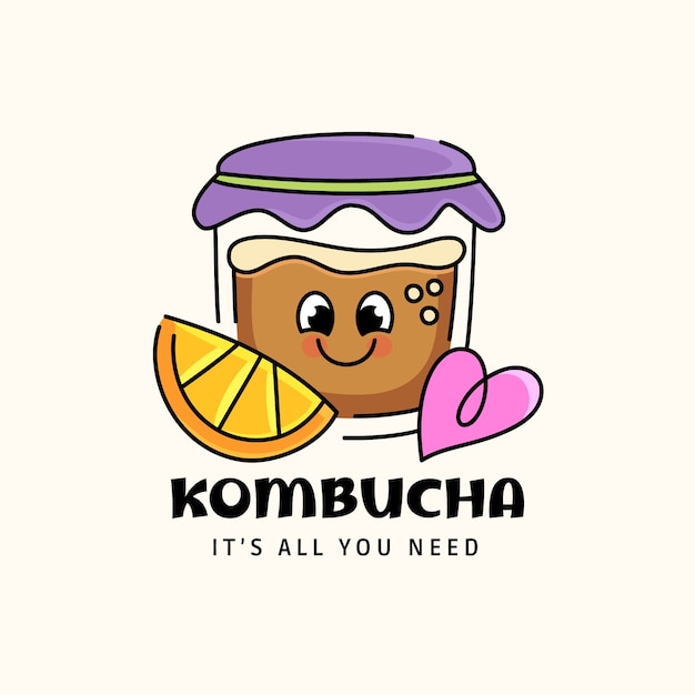 Vector plantilla de diseño de logotipo de kombucha