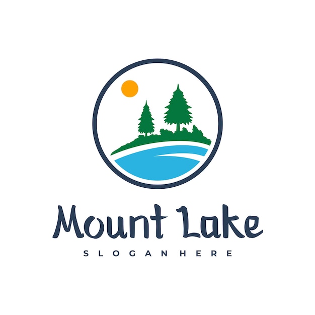 Plantilla de diseño de logotipo de lago Ilustración de vector de Monte Lago Diseño de insignia