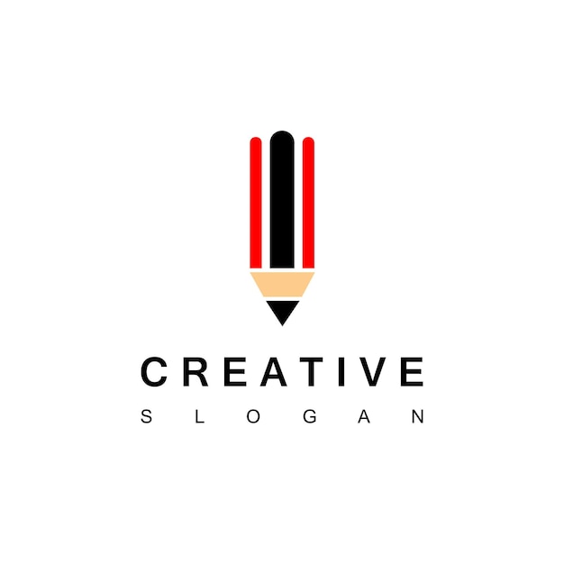 Plantilla de diseño de logotipo de lápiz creativo