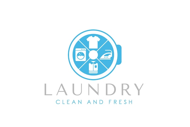 plantilla de diseño del logotipo de la lavandería Concepto creativo de lavadora para el logotipo del servicio de lavandería