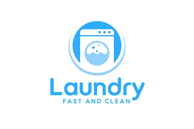 plantilla de diseño de logotipo de lavandería Ícono de la máquina de lavar para el logotipo de la empresa de servicios de lavanderías