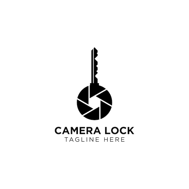 Plantilla de diseño de logotipo de lente de cámara clave