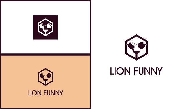 Plantilla de diseño de logotipo de león, gafas de inspiración