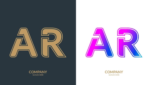 Plantilla de diseño del logotipo de la letra abstracta AR