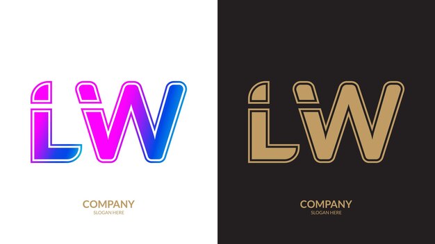 Vector plantilla de diseño del logotipo de la letra abstracta lw