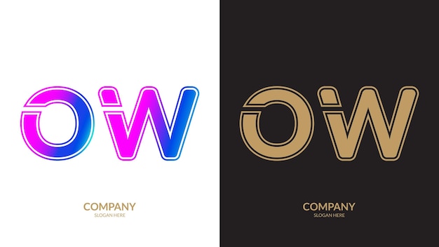 Plantilla de diseño del logotipo de la letra abstracta OW