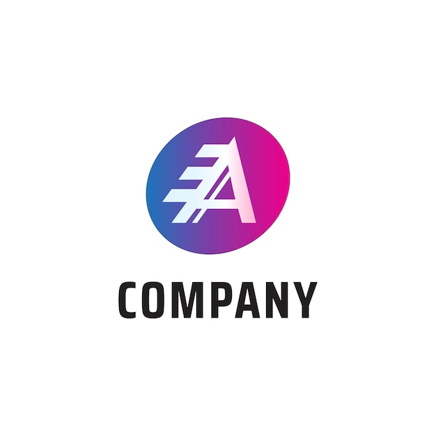 Plantilla de diseño de logotipo de letra A Alfabeto Concepto de logotipo de EA Velocidad Rápida Colorido Degradado Rojo Azul Blanco rosa