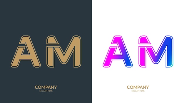 Plantilla de diseño del logotipo de la letra AM abstracta