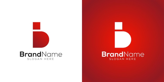 Plantilla de diseño de logotipo letra b D sobre fondo blanco y rojo