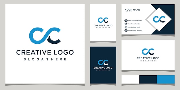 Plantilla de diseño de logotipo de letra c y c minimalista y elegante