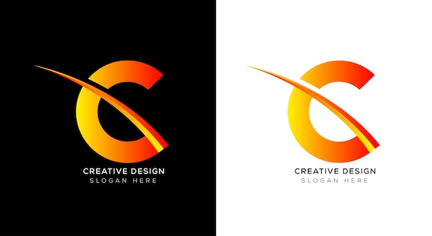Plantilla de diseño de logotipo de letra c de degradado creativo con blanco y negro.