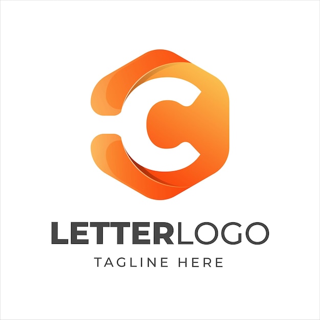 Plantilla de diseño de logotipo letra C con estilo de forma geométrica